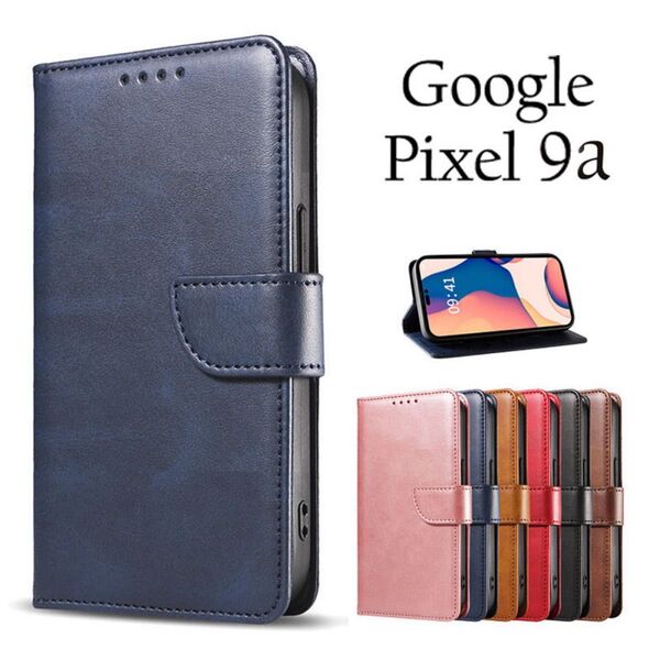 Google Pixel 9Aケース グーグルピクセル9a ケース 手帳型 シンプル:ネイビー