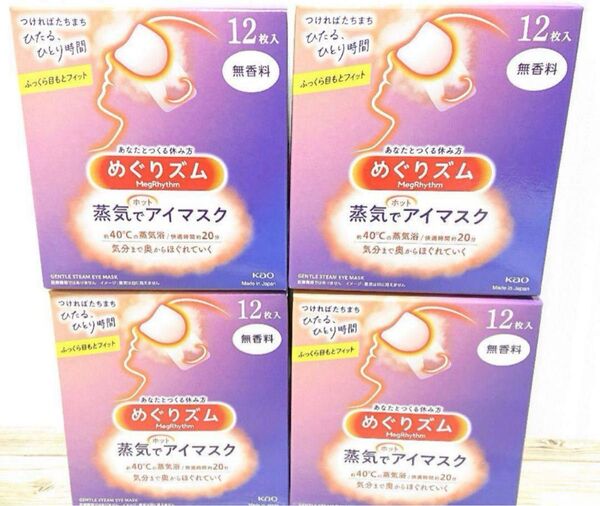 めぐりズム 蒸気でホットアイマスク 無香料 48枚(12枚入×4セット)