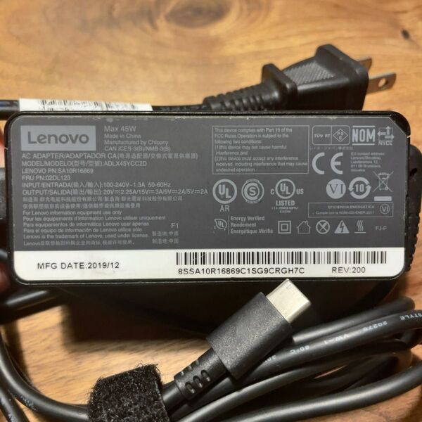 ACアダプタ lenovo thinkpad用 USB Type-C 45W