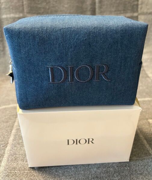 在庫僅か Dior ディオール ロゴ チャーム 刺繍ロゴ 化粧ポーチ デニムポーチ コスメ ノベルティ ポーチ