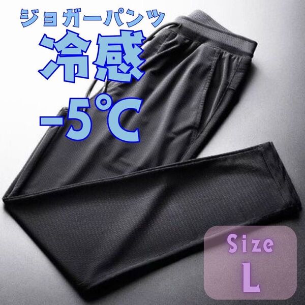 体感-5℃ メッシュ ジョガーパンツ メンズ 通気性 スポーツ ルームウェア L グレー ジョガーパンツ パンツ