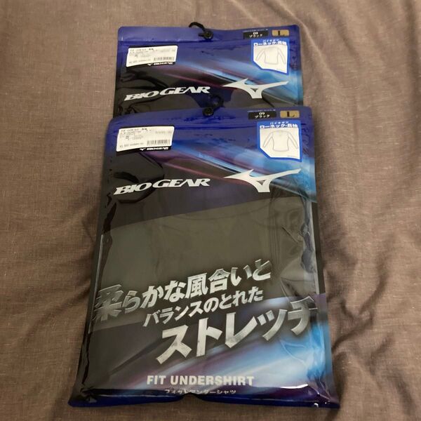 BIO GEAR バイオギア L アンダーシャツ 野球 インナー 長袖 ストレッチ 吸汗速乾 UVカット 2点セット