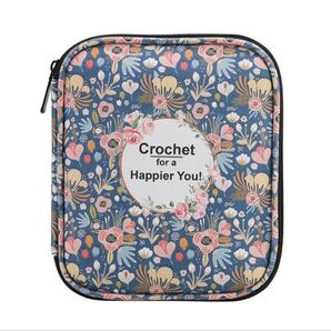 かぎ針編みケース ネイビー 花柄 未使用品