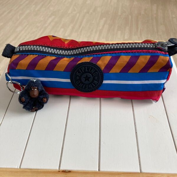 Kipling ペンケース マルチカラー ストライプ モンキー
