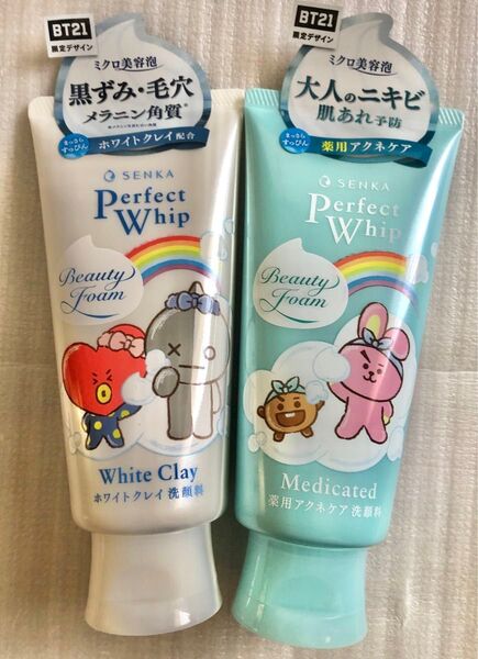 値下げ不可 センカ パーフェクトホイップ 洗顔フォーム BT21デザイン ホワイトクレイ 120g×1 アクネケア 120g×1