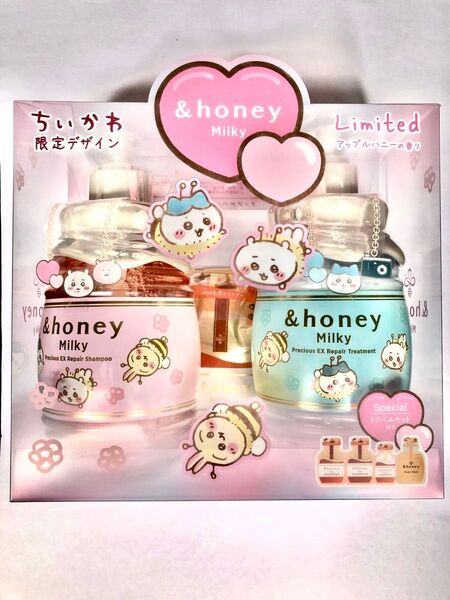 アンドハニーミルキー ちいかわ プレシャスEXリペア シャンプー500ml×1 ヘアトリートメント500g×1 トラベルキット付