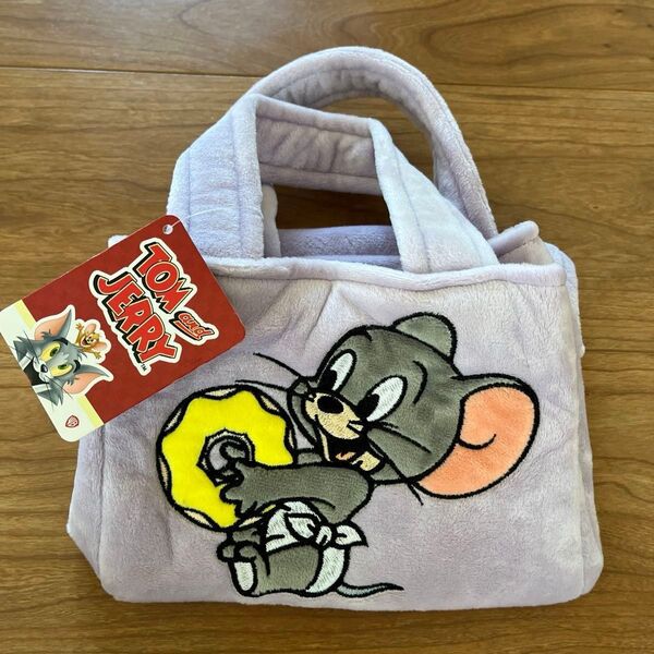 トムとジェリー ミニトートバッグ 袋 手提げ袋 パープル 紫 コロっとランチトート