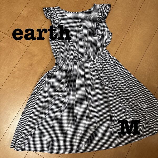 earth music&ecology ギンガムチェック ノースリーブ ワンピース M