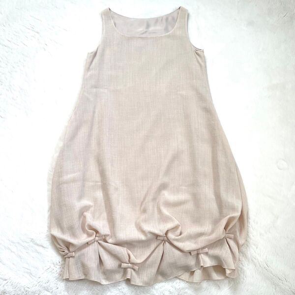 美品 デイジーリン トラベルパフワンピース ノースリーブ バルーン 裾リボン 38 FOXEY DAISY LIN