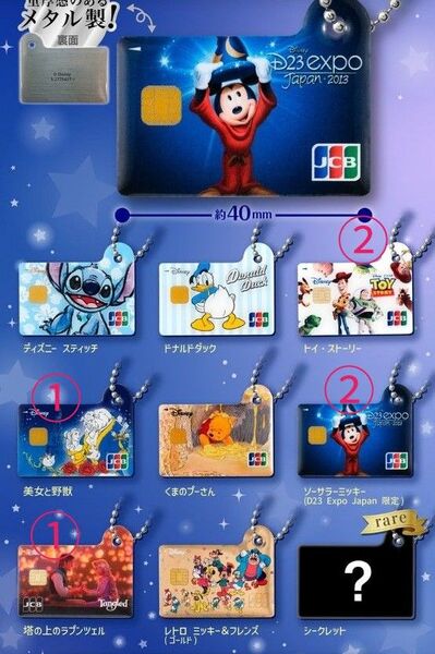 ディズニーJCBカード ミニチュアメタルチャーム ディズニー メタルカード チャーム