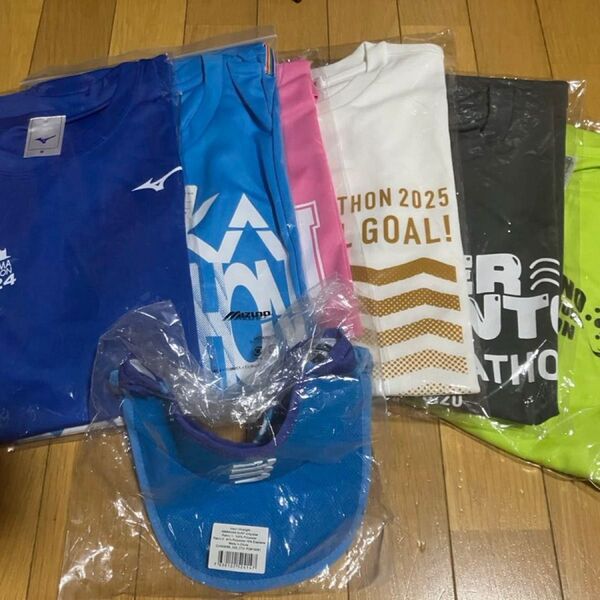 マラソンTシャツ 6枚セット 岡山 大阪 姫路 ドライTシャツ サンバイザーおまけ