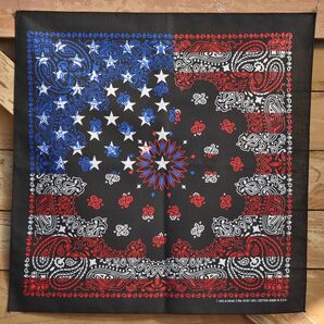 ハバハンクHAVAHANK米国製バンダナ【ブラックフラッグ ペイズリー】MADEINUSA スカーフ USA製 アメリカ製ハンカチ