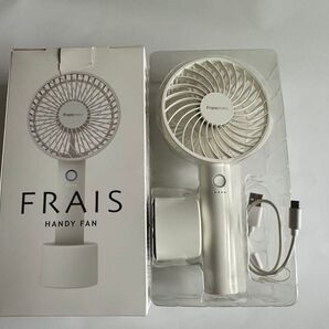 ほぼ未使用 超美品 Francfranc ハンディファン 携帯扇風機 USB充電式 ホワイト ミニ扇風機 箱 取説 ストラップ