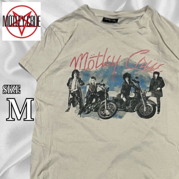Mtley Cre モトリークルー バンド プリントTシャツ M ベージュ