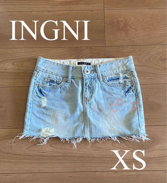 INGNI イング ブリーチデニムミニスカート ダメージデニムミニ ミニスカ ライトブルー XSサイズ