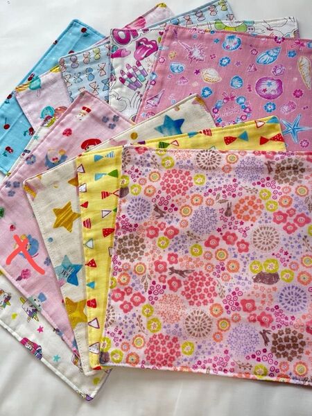 ハンドメイド ガーゼハンカチ 9枚セット