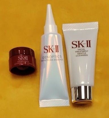 SK-II インフィニットオーラエッセンス、フェイシャルトリートメントジェントルクレンザー、アドバンストエアリークリームサンプル