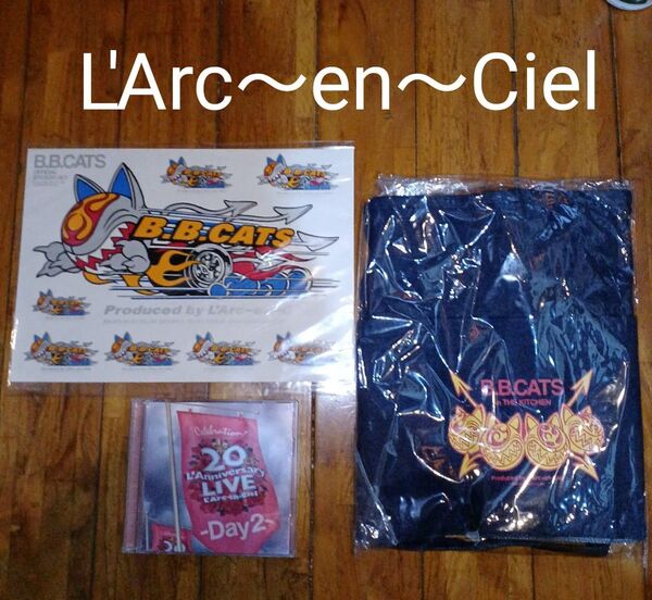 L'Arc~en~Ciel 公式グッズ(20th LIVE CD・デニムエプロン・ステッカー)