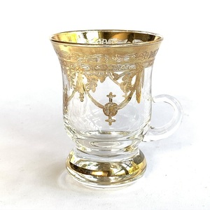 Art hand Auction Italienische Glas-Teetasse und Untertasse, handgefertigt, goldfarbener Golddraht-Löffel im Lieferumfang enthalten, Teddybär, Teddybär-General, Körperlänge 10cm - 30cm