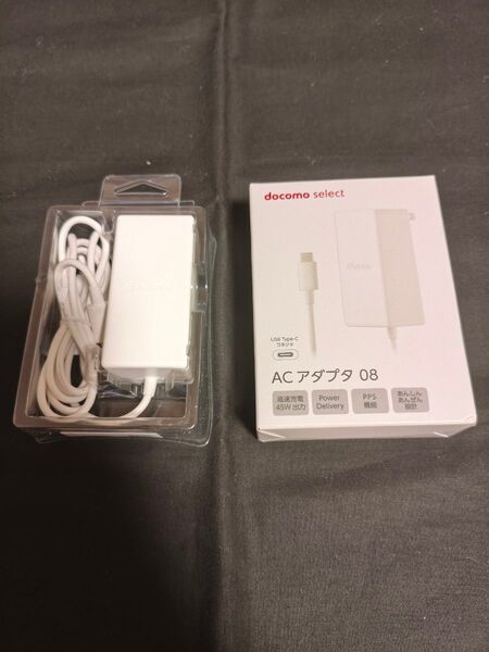 ACアダプタ 08 USB タイプC ドコモ セレクト ホワイト