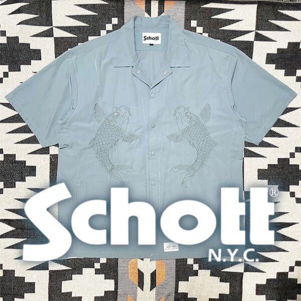 【schott】Open collar work shirt 刺繍