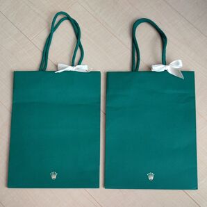 ROLEX 紙袋 ショッパー 2個セット リボン付き グリーン 緑