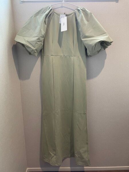新品タグ付き!Vis ふんわり袖 ワンピース オケージョンドレス グリーン F