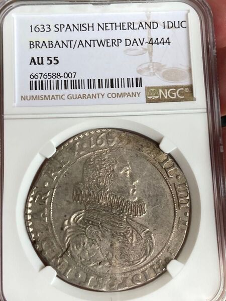 NGC AU55 1633年 スペイン領ネーデルラント 1DUCATON銀貨 EF