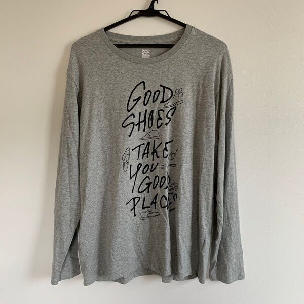 グラニフ メンズ 長袖 Tシャツ Lサイズ グレー プリント