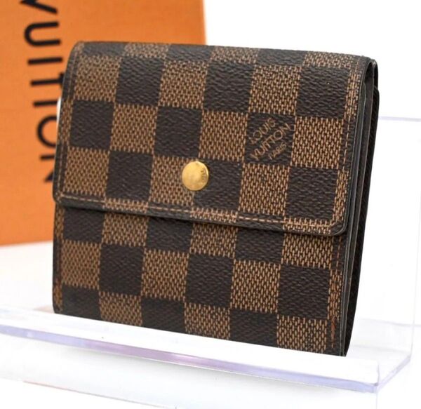 美品 LOUIS VUITTON ルイヴィトン ダミエ ポルトモネビエ カルトクレディ 三つ折り財布 ブラウン 正規品