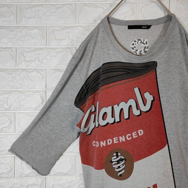 glamb スープ缶 Tシャツ 七分丈 スウェット グレー M