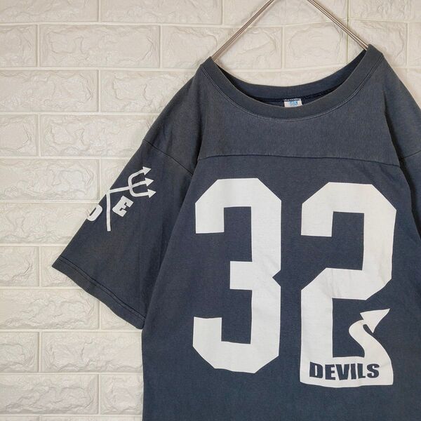 デカロゴ Tシャツ DEVILS ゲームシャツ 半袖 グレー L
