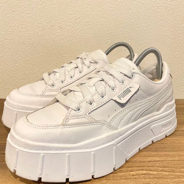 PUMA MAYZE STACK LEATHER WNS WHITE プーマ メイズ スタック レザー 384412-01ホワイト