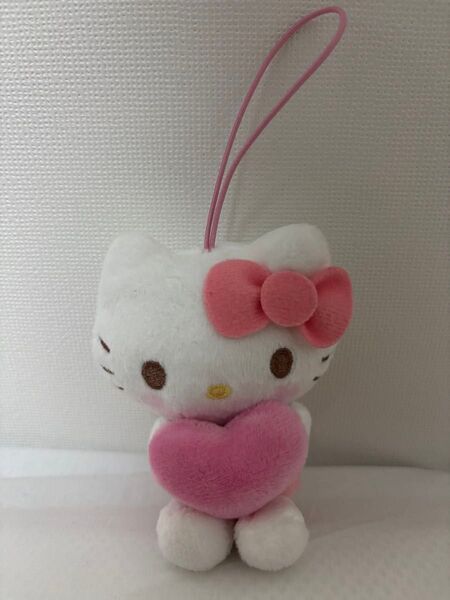 【お値下げ中】ハローキティ ぬいぐるみ マスコット ストラップ ピンク ハート キーホルダー