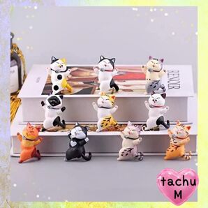 可愛い 踊る猫の置物 インテリア ミニチュア 10体セット 縁起猫 幸福猫 幸運を運ぶ猫 風水 保護猫活動 プレゼント 大人気