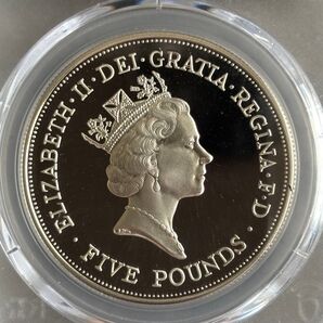 【最高鑑定 PCGS PR70 DCAM】1990年 イギリス 5ポンドプルーフ銀貨 ★クイーン・マザー生誕90周年記念★