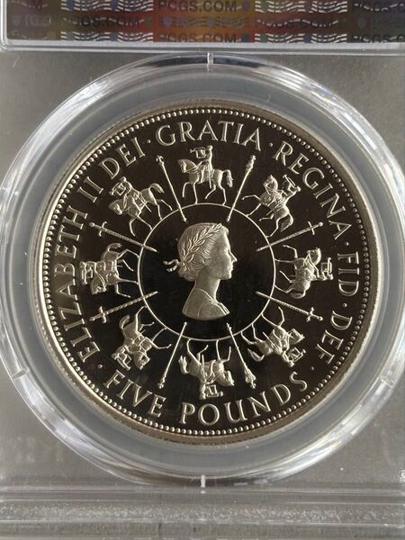 【最高鑑定 PCGS PR70 DCAM】1993年 G.BRITAIN(イギリス)5ポンド銀貨 ★エリザベス2世 戴冠40周年★