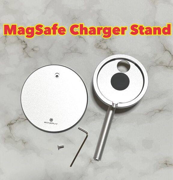 MagSafe充電器スタンド用、アルミニウムデスクフォンホルダー、MagSafe充電器電話と互換性あり15/14/13/12