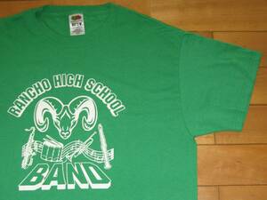 【送料無料】Fruit Of The Loom Tシャツ L Rancho High Scool Band グリーン