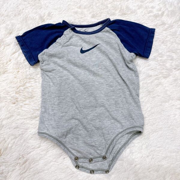 K160 NIKE 《80》 NIKE ロンパース 半袖 ブルー グレー キッズ ベビー服 子ども服