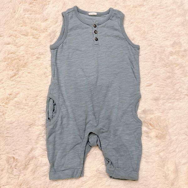 K166 H&M 《70》 ロンパース キッズ ベビー服 子ども服 タンクトップ ブルー系