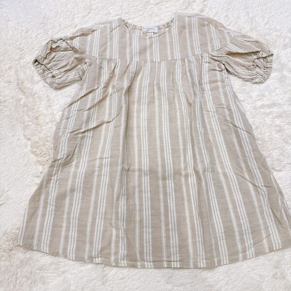 K169 WILL MERY 《120》 ワンピース ストライプ ベージュ キッズ 子ども服 女の子