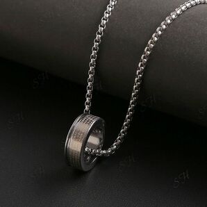 【残りわずか!】ステンレス リング ネックレス メンズ ブラック 60cm