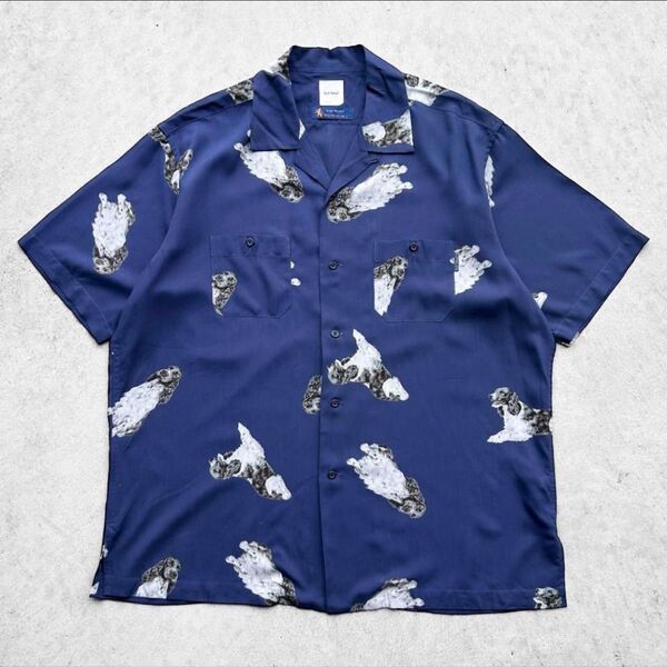 美品 Karl Helmut ピンクハウス アロハシャツ ドッグ柄 オープンカラーシャツ ハワイアンシャツ レーヨン