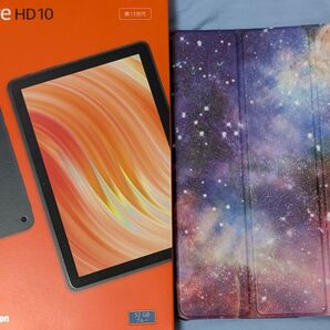 【超美品】アマゾン fire HD10 13世代32GBブルー 手帳型カバー付き 稼働時間は短いです