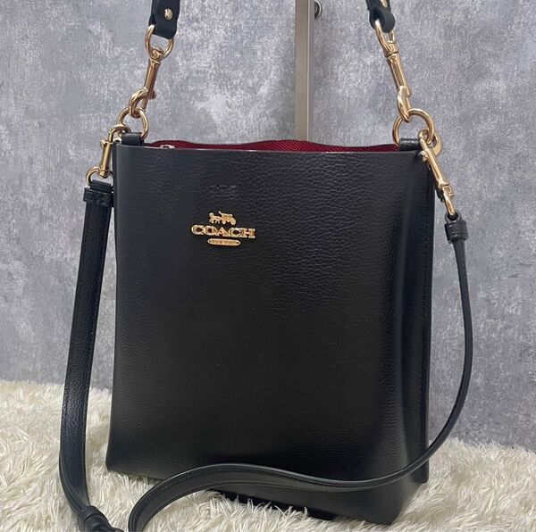 【極美品】COACH コーチ スモールタウンバケット ショルダーバッグ レザー 本革 ブラック 2way ハンドバッグ
