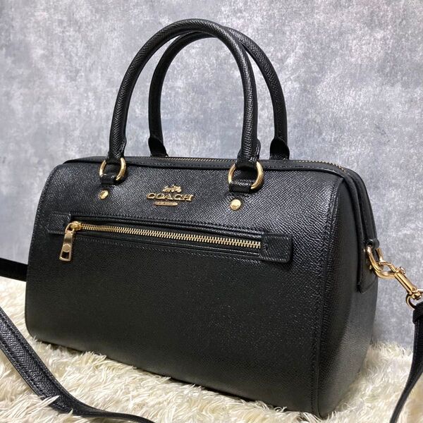【美品】COACH コーチ ショルダーバッグ ローワン レザー ブラック 黒