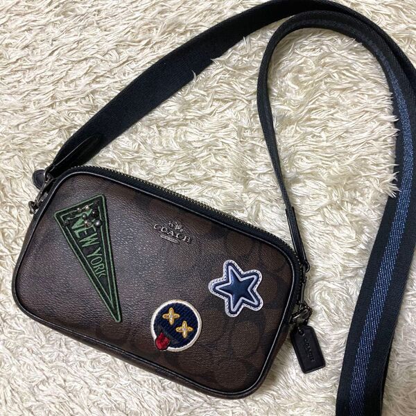【極美品】COACH ショルダーバッグ レザー ブラウン 2way シグネチャー ワッペン