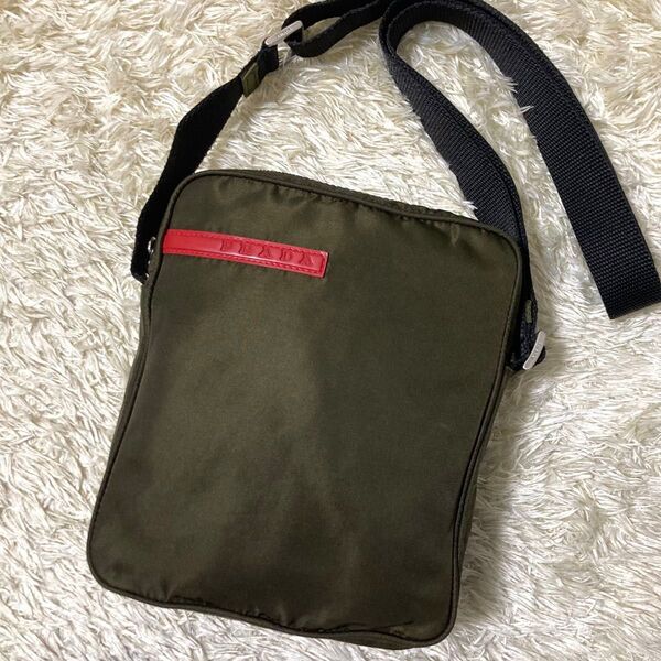【極美品】PRADA プラダ スポーツ ショルダーバッグ カーキ ナイロン クロス 肩掛け サコッシュ カメラバッグ