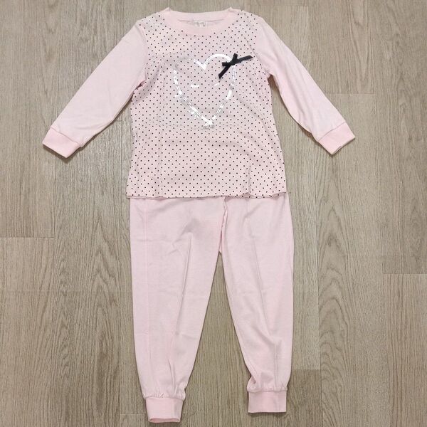 ワコール キッズパジャマ 110-125サイズ 女の子 パジャマ ピンク ハート柄 ドット柄 リボン 未使用 綿100